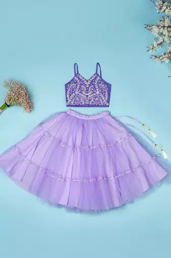 Violet pure spun top lehenga set for girls.
