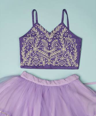 Violet pure spun top lehenga set for girls. 3