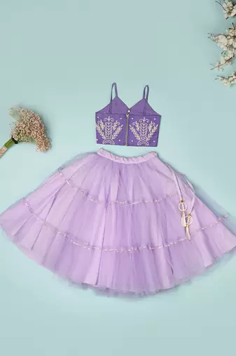 Violet pure spun top lehenga set for girls.