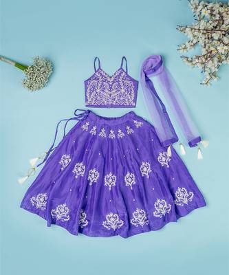 Violet pure spun lehenga set for girls. 1