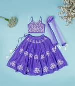 Violet pure spun lehenga set for girls.