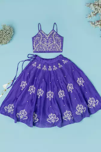Violet pure spun lehenga set for girls.