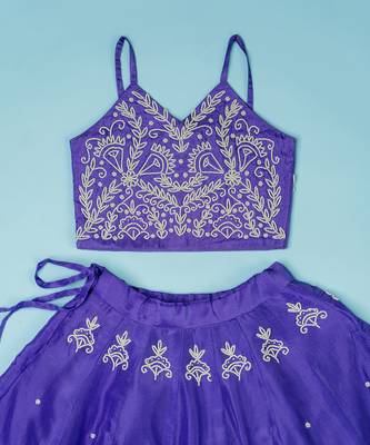 Violet pure spun lehenga set for girls. 3