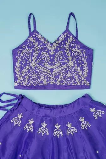Violet pure spun lehenga set for girls.