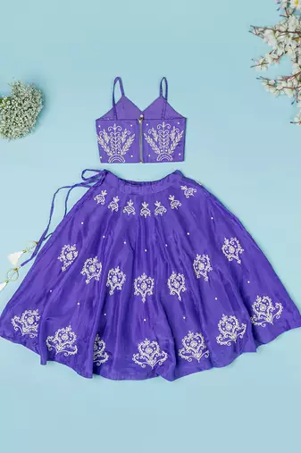 Violet pure spun lehenga set for girls.
