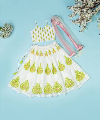 Ivory pure spun lehenga set for girls. 1