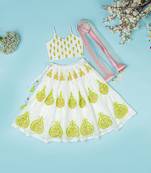Ivory pure spun lehenga set for girls.