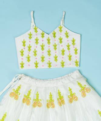 Ivory pure spun lehenga set for girls. 3