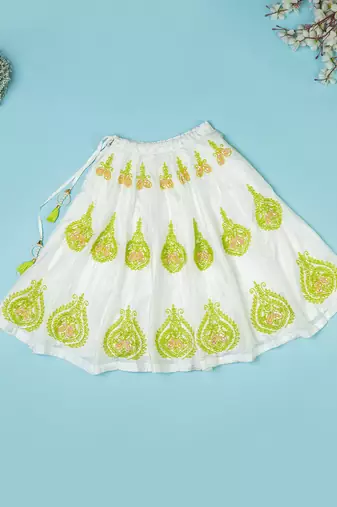 Ivory pure spun lehenga set for girls.