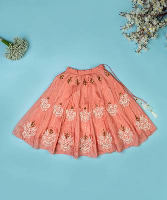 Onion color spun lehenga set for girls. 3