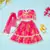 Hot pink chanderi puff sleeves lehenga set for girls