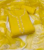 Manvaa women's light green embroidery premium cotton silk dress material