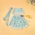 Sky blue printed  chanderi lehenga for girls