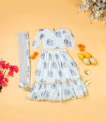 Black chanderi puff sleeves lehenga set for girls