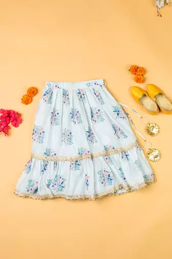 Black chanderi puff sleeves lehenga set for girls