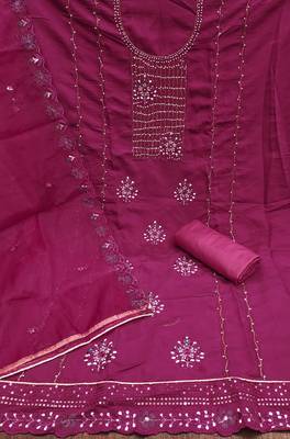 Manvaa women's pink heavy embroidery roman silk dress material 2