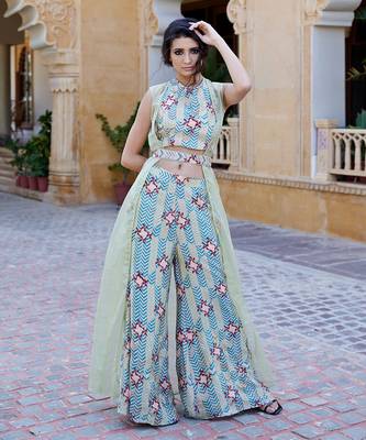 Pistachio satin co-ord set 1
