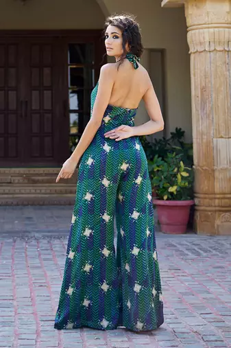 Evergreen satin jumpsuit