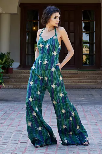 Evergreen satin jumpsuit
