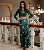 Evergreen satin skirt set