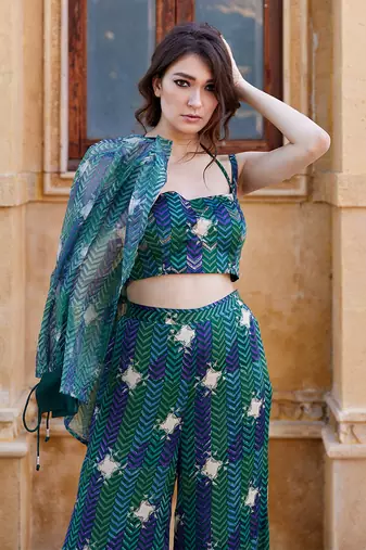 Evergreen organza co-ord set