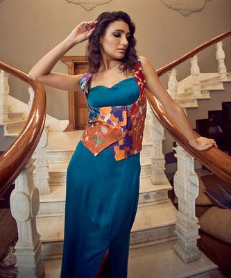 Burnt orange satin skirt set 3