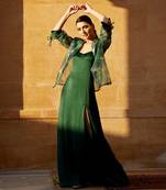 Evergreen satin long dress