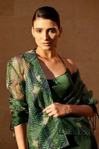 Evergreen satin long dress