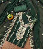 Manvaa women's green unstitched heavy zari embroidery georgette dress material 