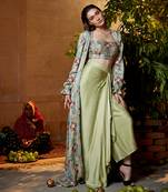 Pistachio satin skirt set