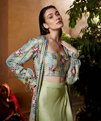 Pistachio satin skirt set 4