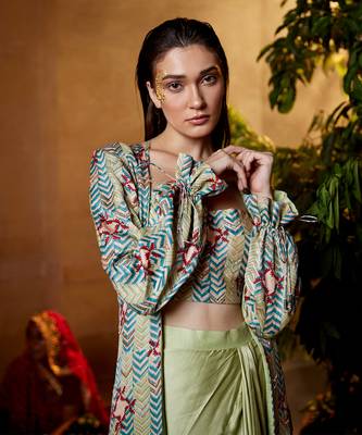 Pistachio satin skirt set 5