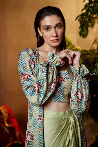 Pistachio satin skirt set