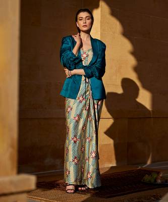 Pistachio satin skirt set 1