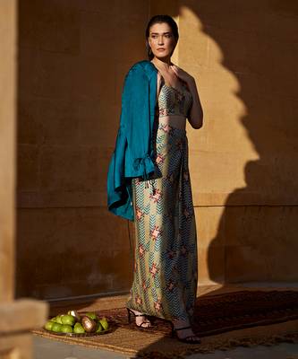 Pistachio satin skirt set 3