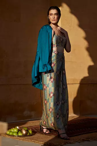 Pistachio satin skirt set
