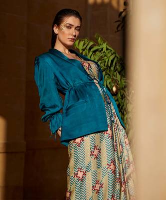 Pistachio satin skirt set 5