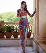 Burnt orange satin skirt set