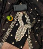 Manvaa women's black unstitched heavy thread embroidery georgette dress material 