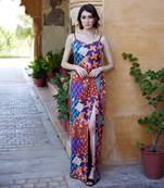 Burnt orange satin skirt set