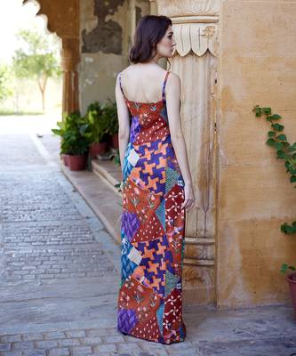 Burnt orange satin skirt set 5