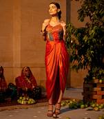 Burnt orange satin skirt set