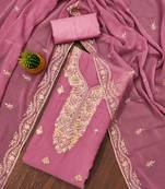 Manvaa women's levender unstitched heavy thread embroidery georgette dress material