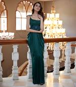 Evergreen satin skirt set