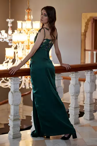 Evergreen satin skirt set