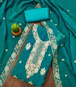 Manvaa women's sea green heavy thread embroidery georgette dress material