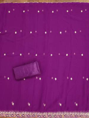Manvaa women's purple heavy thread embroidery georgette dress material 4