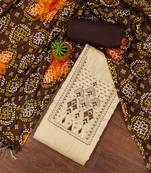 Manvaa women's beige unstitched sequnce work zora silk dress material 