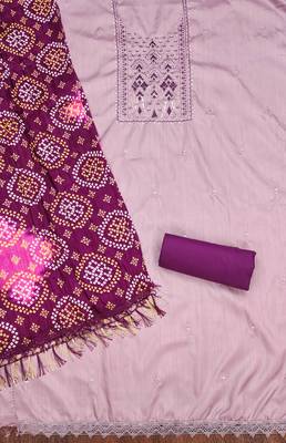 Manvaa women's baby pink sequnce work zora silk dress material 2