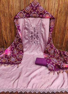 Manvaa women's baby pink sequnce work zora silk dress material 3